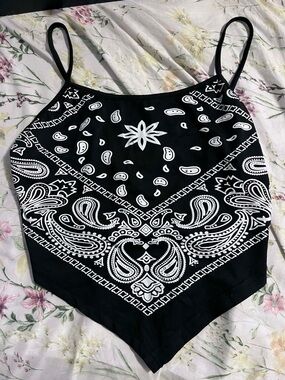 Black Bandana-Print Handkerchief Cami Top